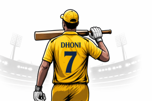 MS Dhoni in Chennai Super Kings jersey during an IPL match, sparking discussion about his possible participation in IPL 2026.
