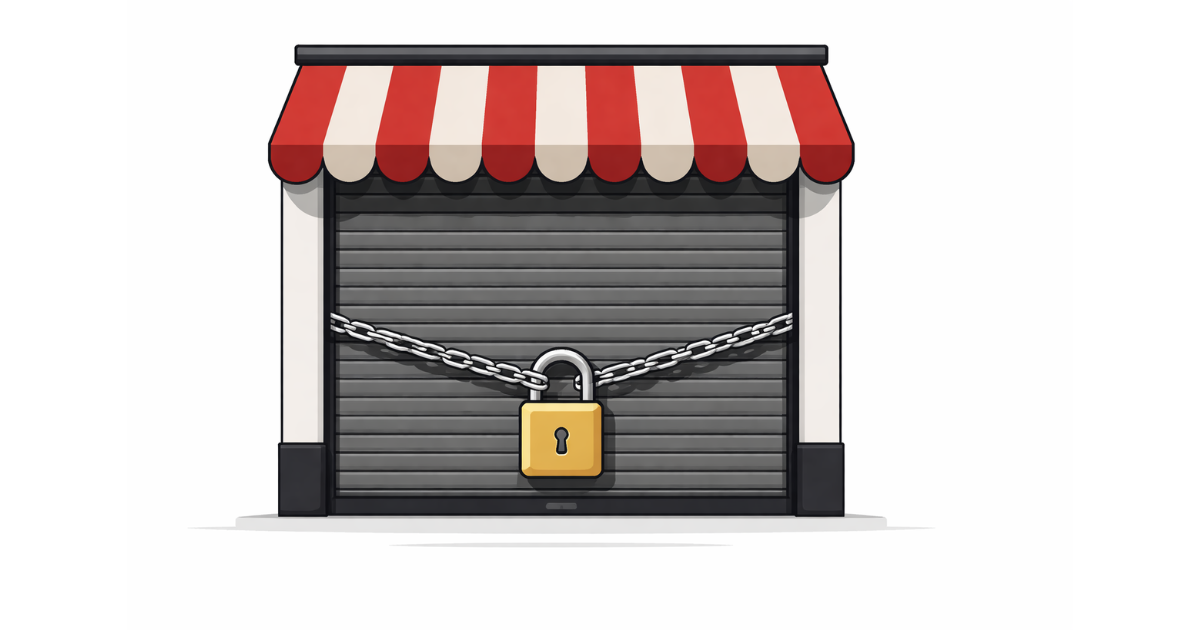 People standing near closed shop shutters during Bharat Bandh in India, with police personnel deployed on the street for security.