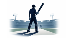 India and Namibia players during a T20 World Cup match at Arun Jaitley Stadium in New Delhi with a packed crowd in the background.