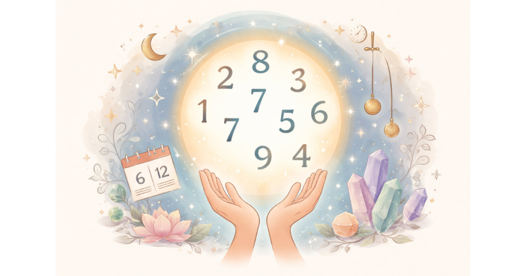 Numerology concept showing birth date numbers and weekly prediction theme for February 6 to February 12
