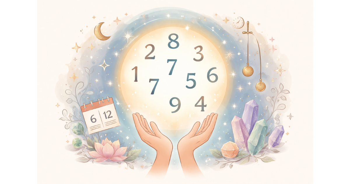 Numerology concept showing birth date numbers and weekly prediction theme for February 6 to February 12