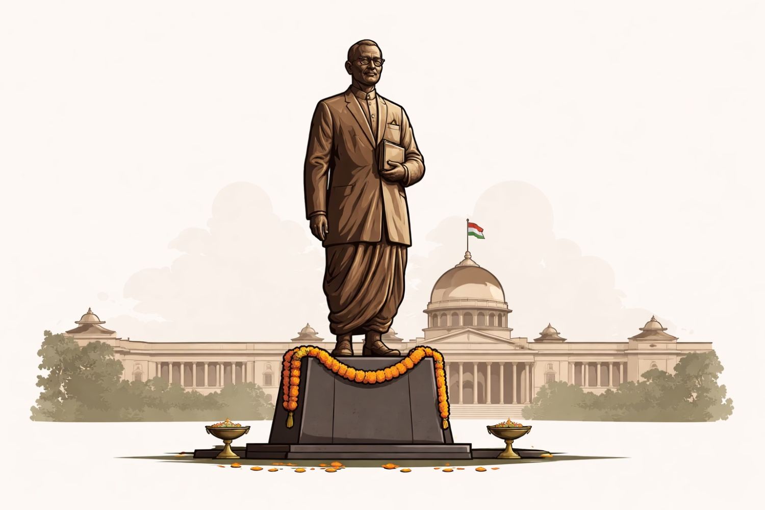 Statue of C. Rajagopalachari installed at Rashtrapati Bhavan after replacing Edwin Lutyens’ statue, symbolising India’s shift from colonial legacy to constitutional leadership.