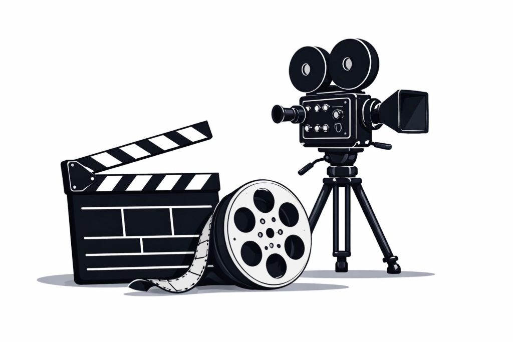 Cast members standing together on a brightly lit film set during the shooting of a Bollywood comedy movie, with cameras and crew visible in the background.