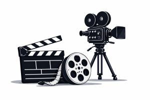 Cast members standing together on a brightly lit film set during the shooting of a Bollywood comedy movie, with cameras and crew visible in the background.