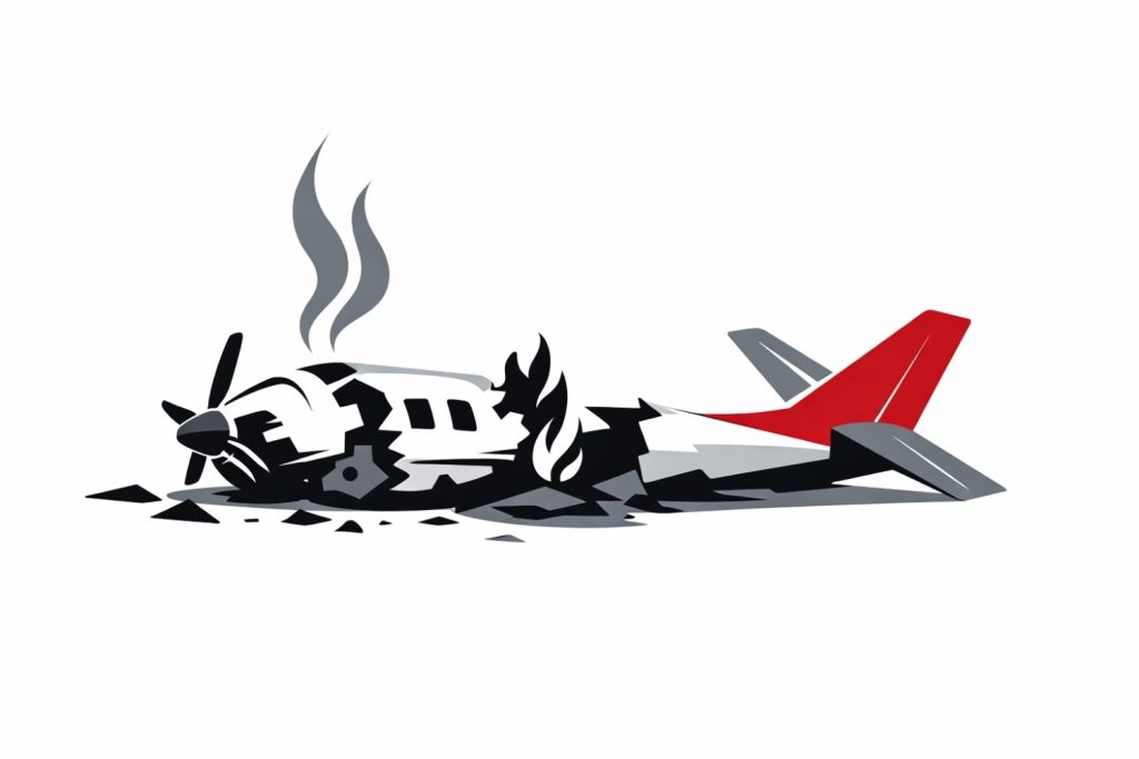 Wreckage of a crashed air ambulance aircraft seen in a field in Jharkhand after the Ranchi-Delhi flight accident that killed seven people.