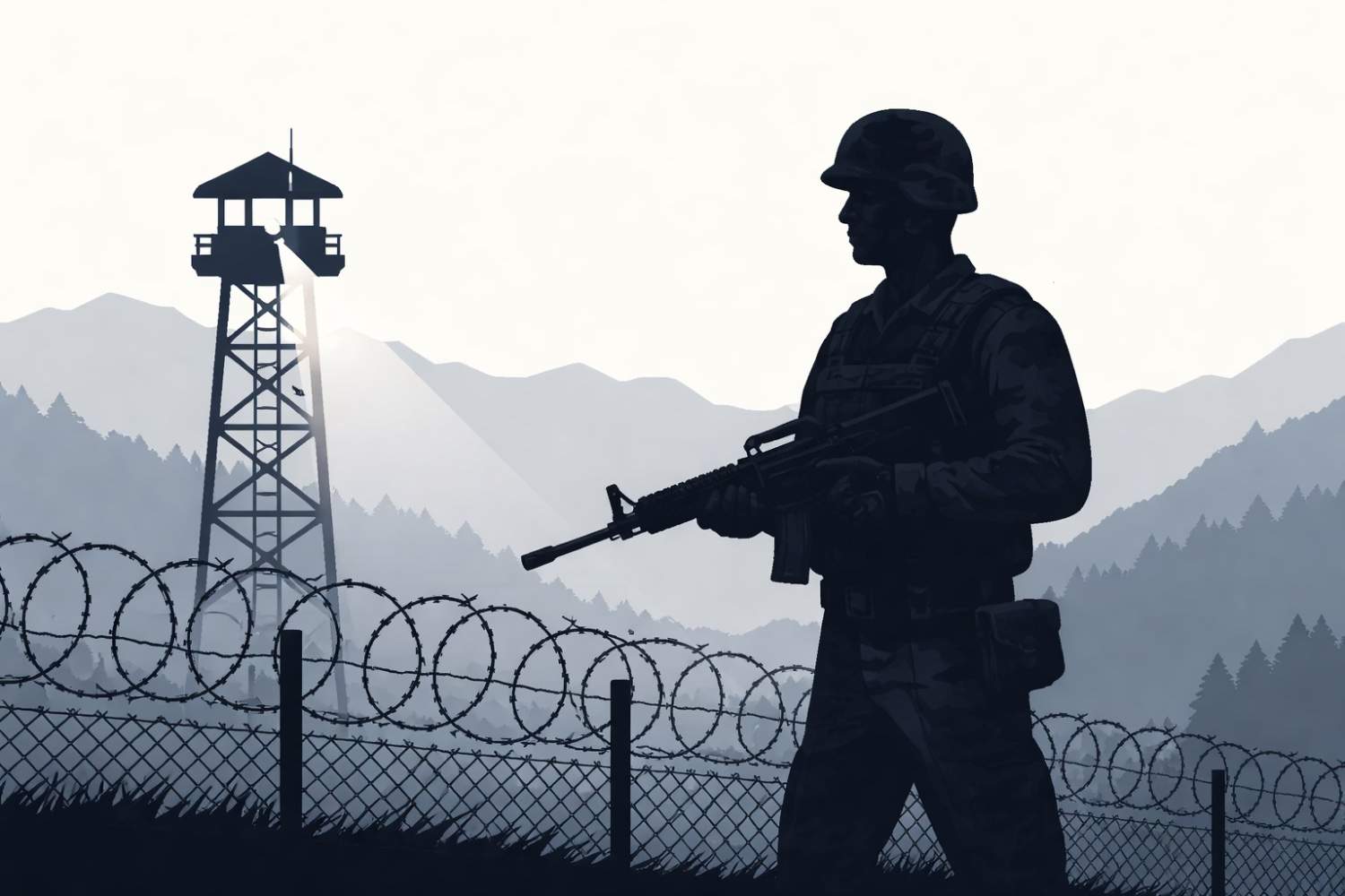 Indian Army soldiers conducting counter-infiltration patrol along the Line of Control in Jammu and Kashmir.