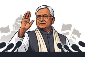 Nitish Kumar addressing media amid speculation about stepping down as Bihar Chief Minister and possible Rajya Sabha move