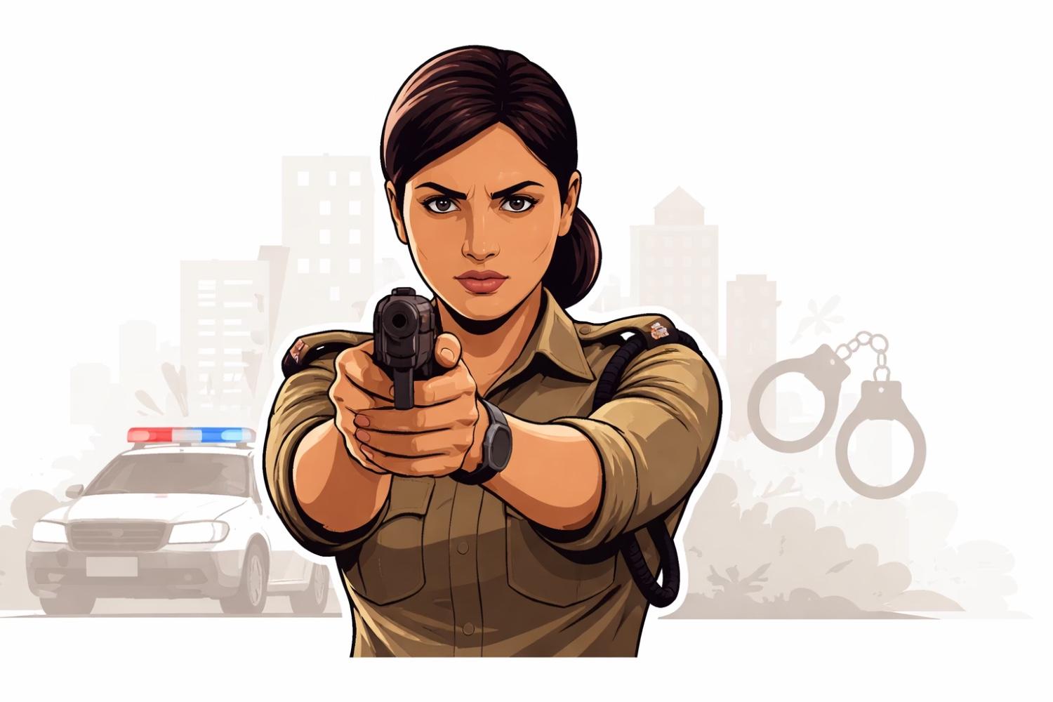 Rani Mukerji as police officer Shivani Shivaji Roy from the Mardaani film franchise